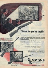 1945 Savage Rifle Print Ad Vintage Model War Effort Production Comes First WWII