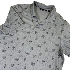 TravisMathew Mens XXL Grey Desert Cactus Joshua Tree Cocktail Print Golf Polo