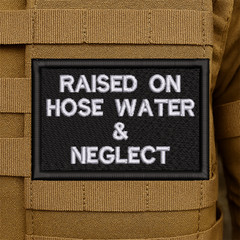 Raised on Neglect Embroidered Morale Patch – 2 Inch X 3 Inch, Hook & Loop Back