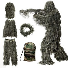 5 in 1 Ghillie Suit 3D Camouflage Apparel Camo Tactical Hunting for Adults/Youth