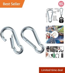Corrosion-Resistant Black & Silver Carabiner Clips – Versatile for Outdoor Use