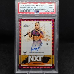 2025 Topps Chrome WWE KARMEN PETROVIC Red Geometric Auto /5 #KPT PSA 9