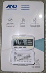 AND A&D Medical Pedometer Step Counter Distance Calorie Counter White Brand New