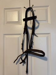 Horse size leather schooling english bridle wide Brow Nose Band Brown