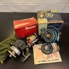 Vintage Ocean City Airex Ted Williams Fishing Reel Lot OS Multi Color Antique