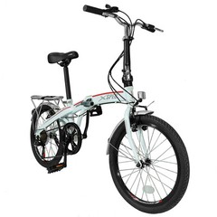 Xspec 20″ 7 Speed Folding Compact City Commuter Bike, White (NOT Electric)