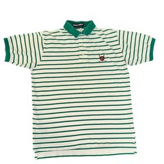 Vintage 90s Polo Golf Ralph Lauren Mens M Green White Striped Crest Polo Shirt