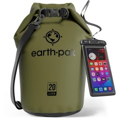Earth Pak Waterproof Dry Bag – Roll Top Backpack 20L, Forest Green