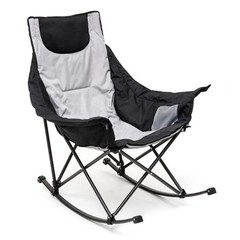 SUNNYFEEL Oversized Rocking Camping Chair, Fully Padded Patio 1 Pack, Grey