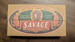 Rifle Cartridge Box: All-Plastic .303 Savage 20 Round Box with Vintage Label