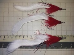 BARRY’S PIKE FLY white and red 3/0 3 each 5 inches long. Magnum Pike fly