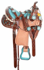 Premium Leather Western Barrel Racing Horse Saddle With Tack Set Size 14″ to 18″