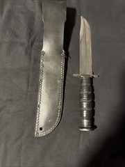 Ontario U.S. Military Fighting Knife 7” Fixed Blade w/ Leather Sheath Made In US