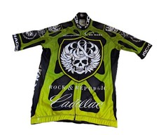 Rock Racing Jersey Men’s Large Green/Black Cadillac Short Sleeve Skull Cycling