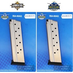 TWO Rock Island Armscor 1911 22 TCM 9mm .38 Super 10 Round A1 MAGAZINES 38.747