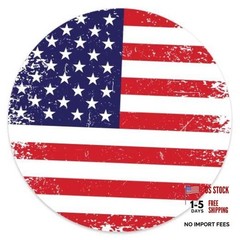 Round American Flag Decal – Distressed Patriotic Vinyl Bumper Sticker for