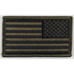 Reverse American Flag Patch – Subdued Olive Drab OD Green – Sew-On Patch