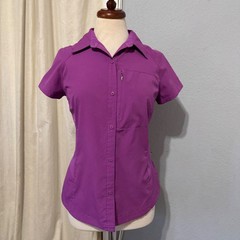 Columbia Women Purple Utility Short Sleeve Button Up Outdoor Shirt Size M