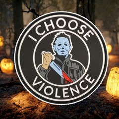 I Choose Violence PVC Morale Patch Slasher Mask Horror Movie Hook Loop 3in