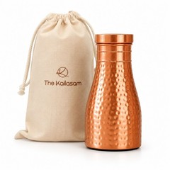 Pure Copper Water Bottle 32oz Hammered Handcrafted Bedside Bottle | BPA Free