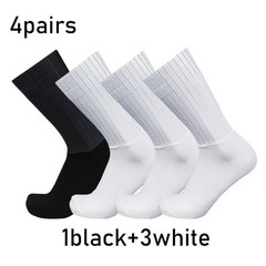 4 Pairs Aero Cycling Socks Non Slip Breathable Racing Bicycle Sport Socks
