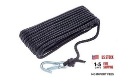 11742-7 Solid Braid MFP Anchor Line, Black, Spring Hook, 3/8-Inch x 50-Feet