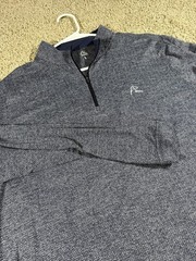 Rhoback Performance Q-Zip Blue Herringbone Pullover Long Sleeve Golf Size L