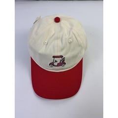 Frasier Sterling Sport Baseball Cap Beige Red Golf Cart Embroidered Adjustable