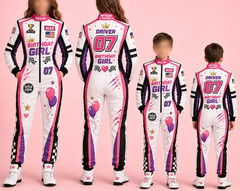 Girl Kart Racing Suit With Sublimation and Gloves and Customized