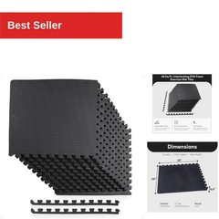 BalanceFrom Puzzle Exercise Mat – 1/2″ Thick EVA Interlocking Foam Tiles
