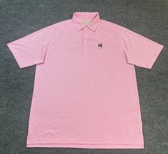 Donald Ross Mens Golf Polo Size Large Pink Striped – Fox Logo