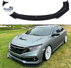 3 Pcs Front Bumper Lip for Honda Civic 2016-2020, Gloss Black Front Lip Chin Spl