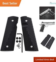 1911 G10 Grips Full Size Government Commander Black Screws Included Magwell Cut