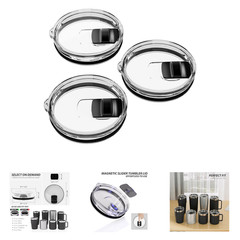 20 oz Tumbler Lid Replacement Pack of 3 Magnetic Slider BPA-Free Easy to Clean