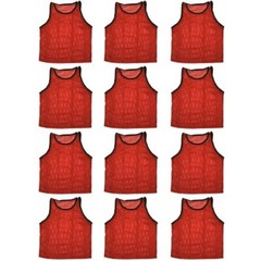 Bluedot Trading Adult Sports Pinnie Scrimmage Training Vest, Red, 12 Pack