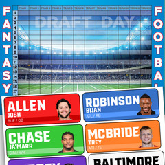 Fantasy Football Draft Board Kit – 2026 Color Rush Labels & Draft Board