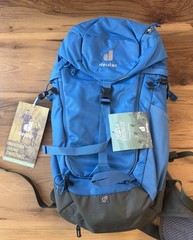 Deuter Trail 18 Hiking Backpack 18L Wave Ivy Airstripes Rain Cover NWT