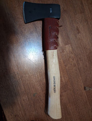 Hatchet 1 1/4lb Steel Head Wood Handle w/ Blade Guard Sheath 14in Brown