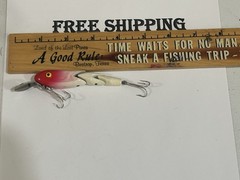 Gen Shaw Vintage Jointed Crankbait Fishing Lure, Kankakee Illinois GREAT COLOR,
