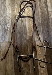 Leather Bridle and Bit Lot Shank Full Cheek Snaffle Headstall