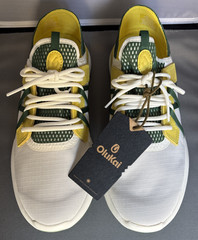 OluKai Manele Golf Shoes Mens Size 12 Bright White Yellow Hibiscus 10508 NIB