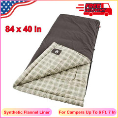 Coleman Big And Tall Sleeping Bag, 10°F Flannel Sleeping Bag, Machine Washable
