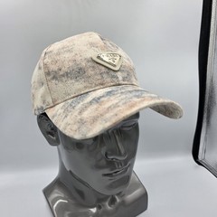 New Fashion Triangle Logo Baseball Cap Hat Unisex Adjustable Beige