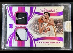 2024-25 Flawless Zaccharie Risacher Dual Patches Nike Swoosh Patch Fuchsia RC /5