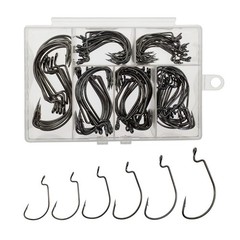 Afmivs #1 1/0 2/0 3/0 4/0 5/0, 110pcs Worm Hooks (#1 5/0)