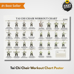 30 Day Tai Chi Chair Workout Chart Poster, 16″L x 12″W, 01