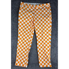 Loudmouth Golf Mens 42×34 Orange White Checkered Gameday Pants Trousers