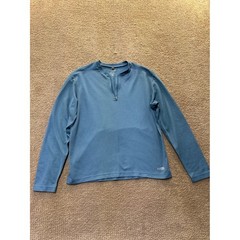 REI Mens Blue Quarter Zip Long Sleeve Textured Hiking Pullover Shirt Size M