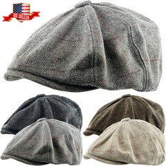 Herringbone Applejack Wool Blend Newsboy Gatsby Ivy Hat Golf Driver Ascot