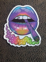 Guitar Laptop Skateboard Cannabi Pot Smoking Lips Weed Decal Sticker